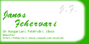 janos fehervari business card